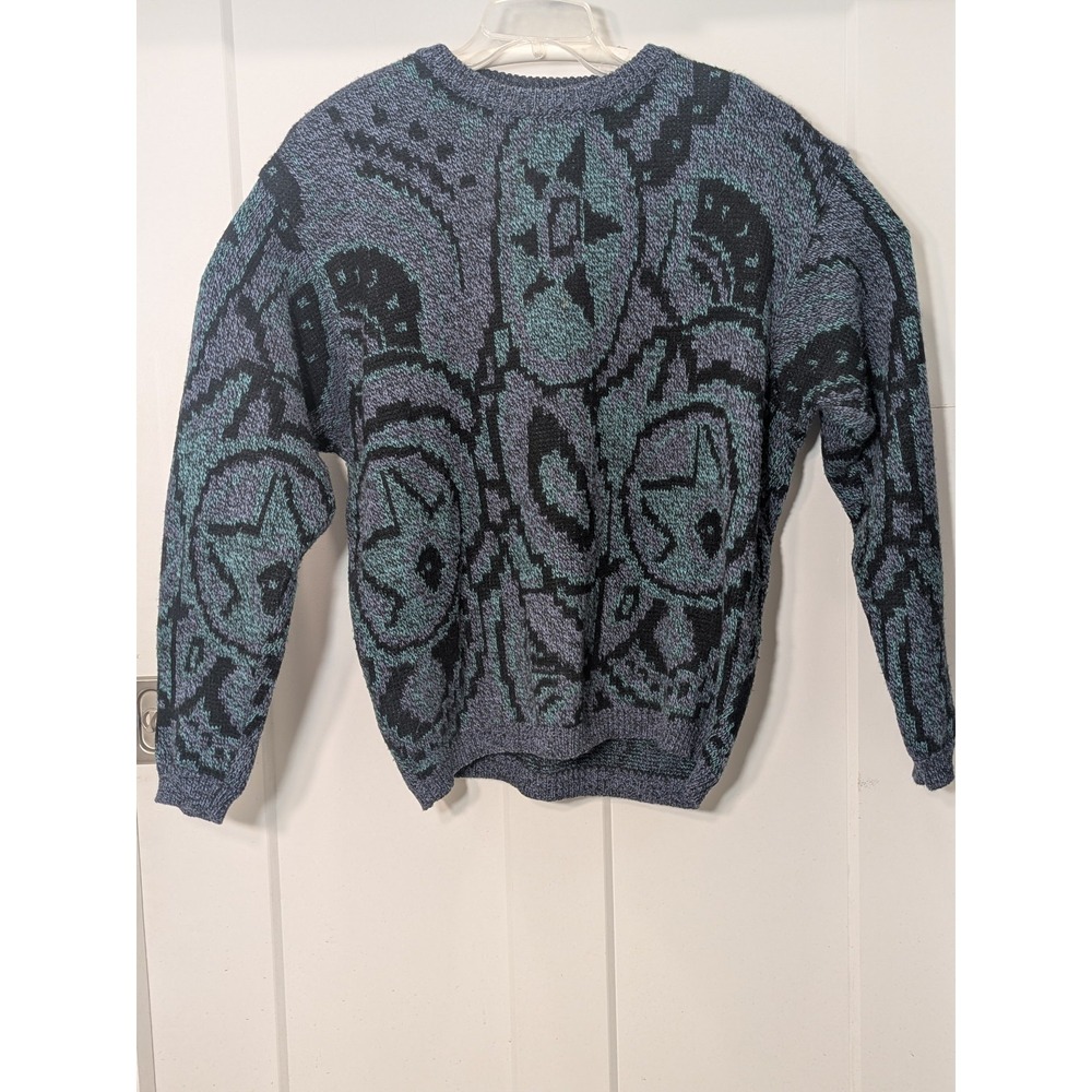 Vtg Sisley Relaxed Elegance Crewneck Sweater Italy Made Blue Black Artist Design